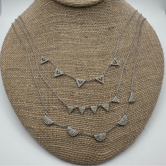 Stella & Dot Pave Chevron Silver tone Necklace with 3 Interchangeable Layers - Picture 1 of 16